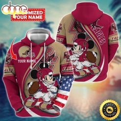 NCAA Boston College Eagles Custom Name Mickey Cartoon Pullover Hoodie