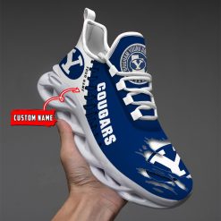 NCAA Brigham Young Cougars Custom Name Blue White Max Soul Shoes