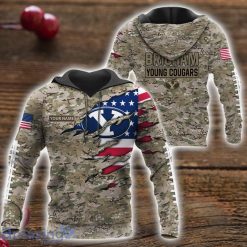 NCAA Brigham Young Cougars Custom Name Camo Pattern Pullover Hoodie