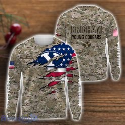 NCAA Brigham Young Cougars Custom Name Camo Pattern Sweatshirt