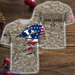 NCAA Brigham Young Cougars Custom Name Camo Pattern T-Shirt