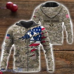 NCAA Brigham Young Cougars Custom Name Camo Pattern Zip Up Hoodie