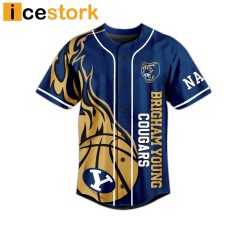 Alternative view of NCAA Brigham Young Cougars Custom Name Rise And Roar Baseball Jersey