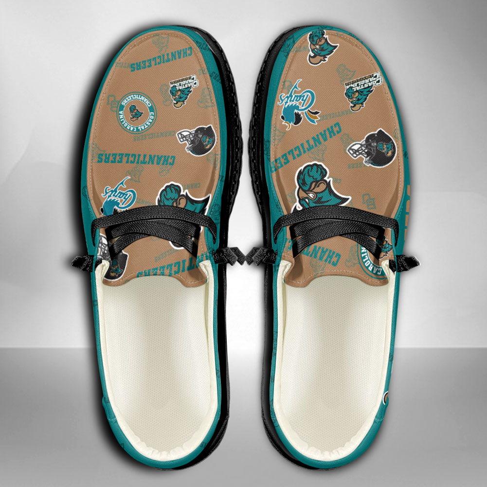 NCAA Coastal Carolina Chanticleers Custom Name Brown Teal Hey Dude Shoes - Image 3