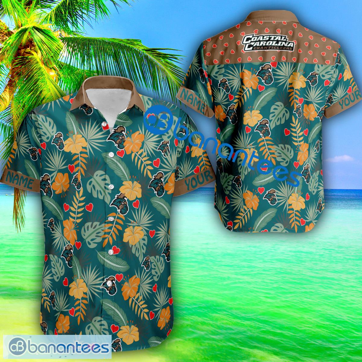 NCAA Coastal Carolina Chanticleers Heart Pattern Hawaiian Shirt