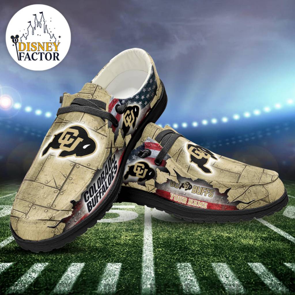 NCAA Colorado Buffaloes Custom Name Mix Flag Hey Dude Shoes - Image 3