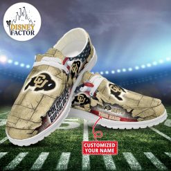 NCAA Colorado Buffaloes Custom Name Mix Flag Hey Dude Shoes