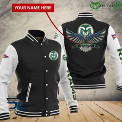 NCAA Colorado State Rams Custom Name Eagle Black White Baseball Jacket