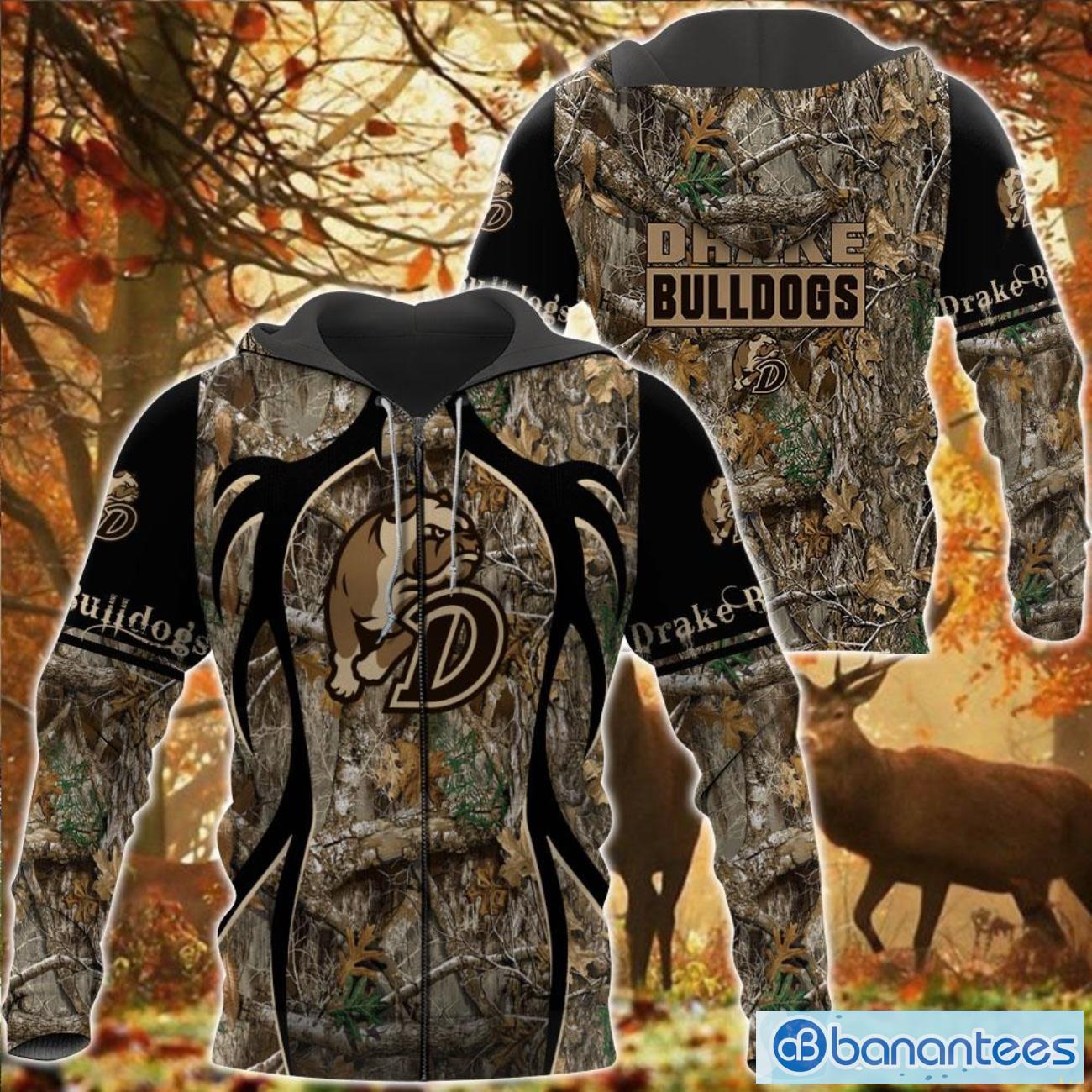 NCAA Drake Bulldogs Camo Hunting Zip Up Hoodie
