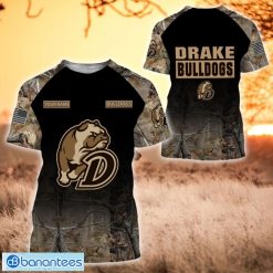 NCAA Drake Bulldogs Custom Name Hunting Camo Style T-Shirt