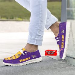 Alternative view of NCAA East Carolina Pirates Custom Name Yellow Purple Hey Dude Shoes