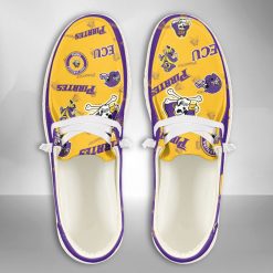 NCAA East Carolina Pirates Custom Name Yellow Purple Hey Dude Shoes