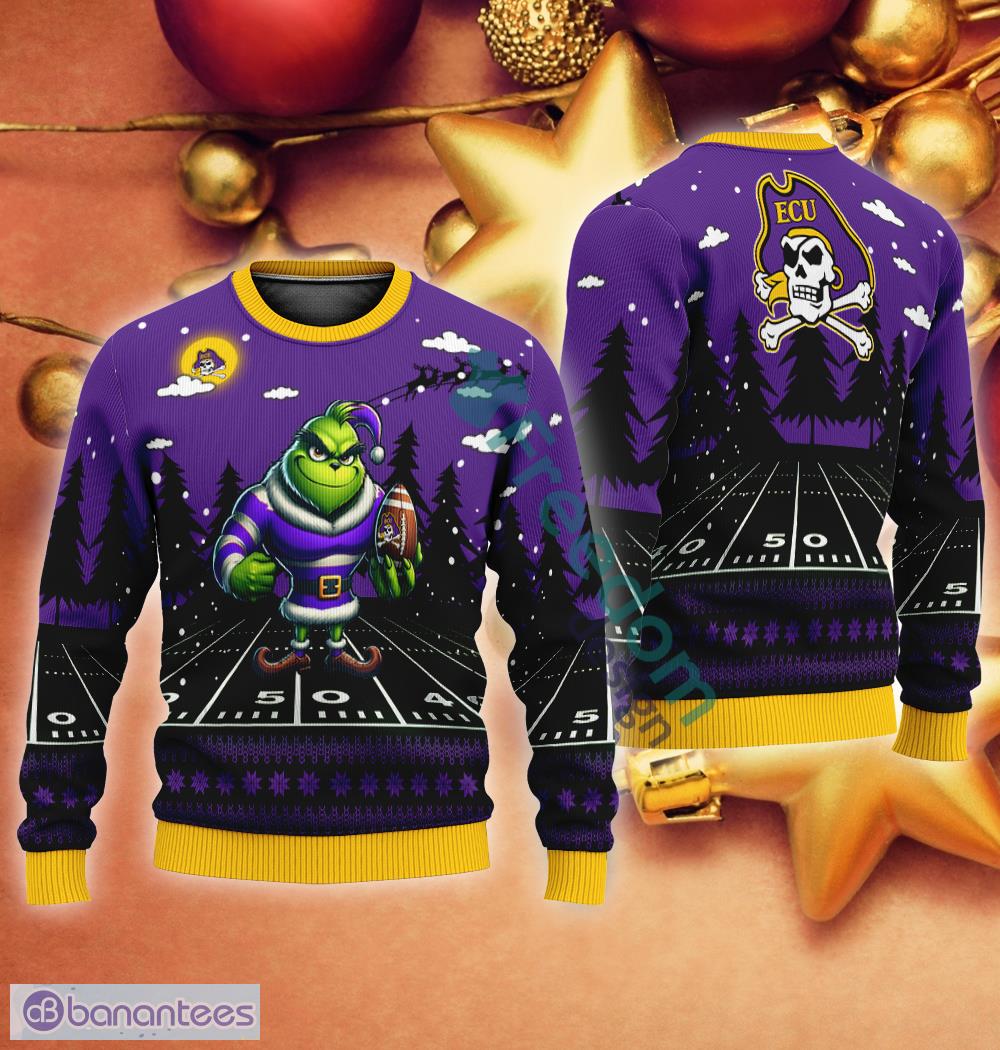 NCAA East Carolina Pirates Play Grinch Ugly Christmas Sweater