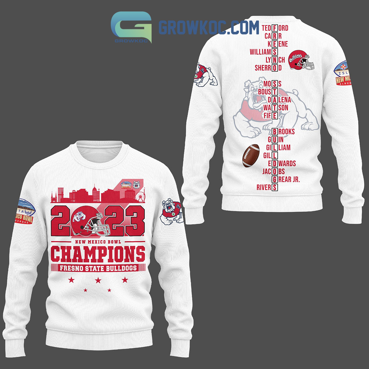 NCAA Fresno State Bulldogs 2023 New Mexico Bowl White Sweatshirt