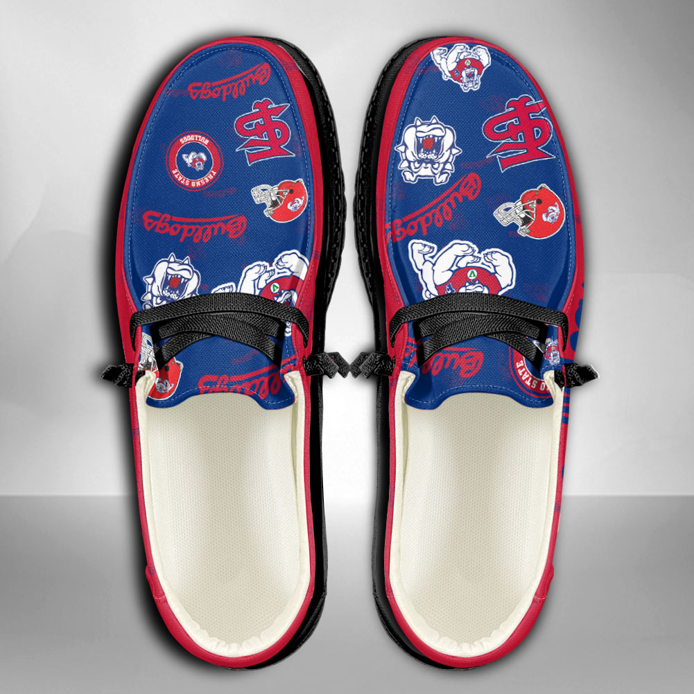 NCAA Fresno State Bulldogs Custom Name Blue Red Hey Dude Shoes - Image 3