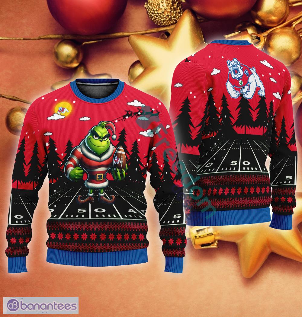 NCAA Fresno State Bulldogs Play Grinch Ugly Christmas Sweater