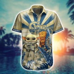 Alternative view of NCAA Georgia Tech Yellow Jackets Baby Yoda Hawaiian Shirt