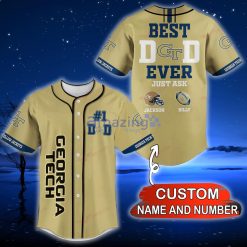 NCAA Georgia Tech Yellow Jackets Custom Name Number Best Dad Ever Baseball Jersey