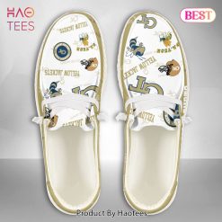 NCAA Georgia Tech Yellow Jackets Custom Name White Gold Hey Dude Shoes