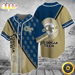 NCAA Georgia Tech Yellow Jackets Logo Pattern Baseball Jersey