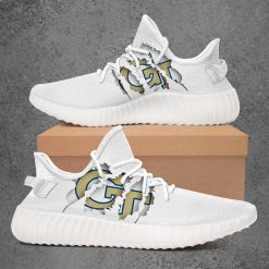 NCAA Georgia Tech Yellow Jackets White Yeezy Boost Sneakers