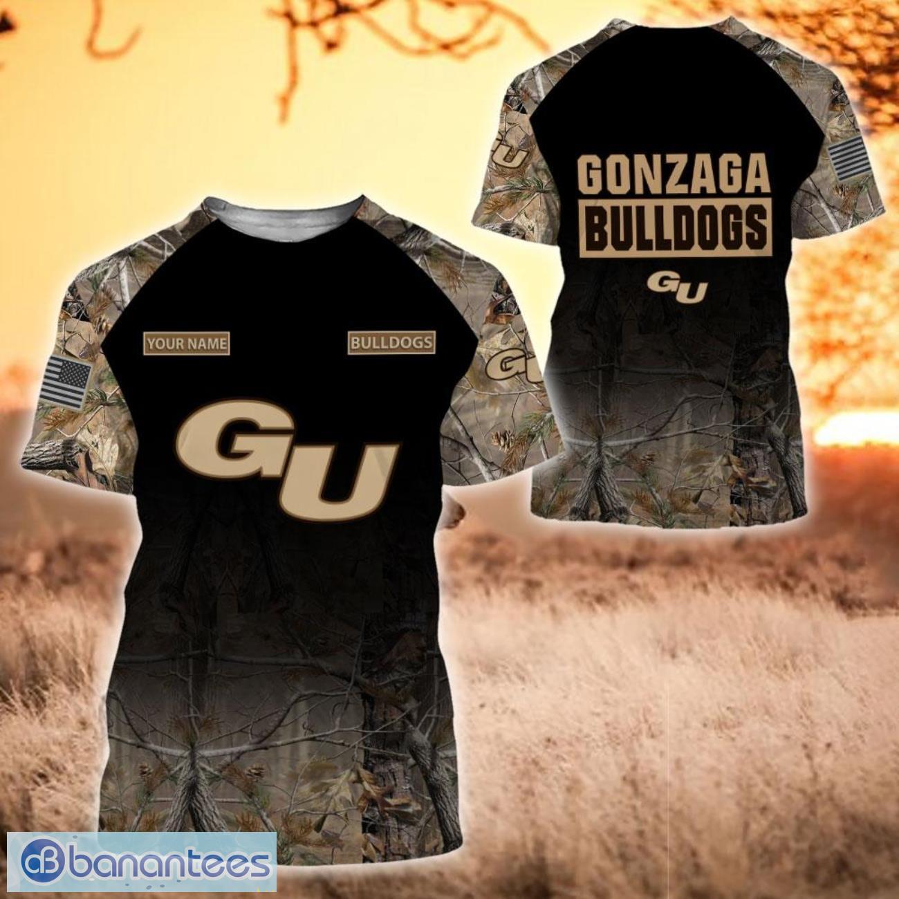 NCAA Gonzaga Bulldogs Custom Name Hunting Camo Style T-Shirt