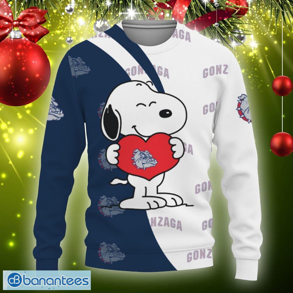 NCAA Gonzaga Bulldogs Snoopy Cute Heart Sweater