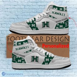Alternative view of NCAA Hawaii Rainbow Warriors Custom Name Logo Air Jordan 1 High Sneakers