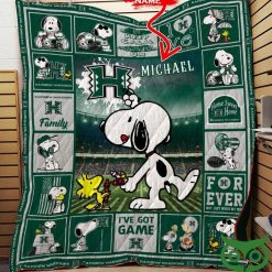 NCAA Hawaii Rainbow Warriors Custom Name Snoopy Quilt Blanket