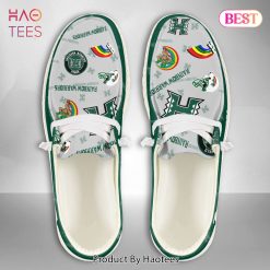 NCAA Hawaii Rainbow Warriors Custom Name White Green Hey Dude Shoes
