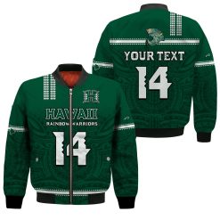 NCAA Hawaii Rainbow Warriors Custom Text Number Bomber Jacket