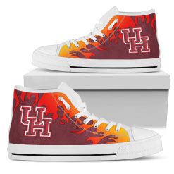 NCAA Houston Cougars Fire Burning Fierce Strong High Top Shoes