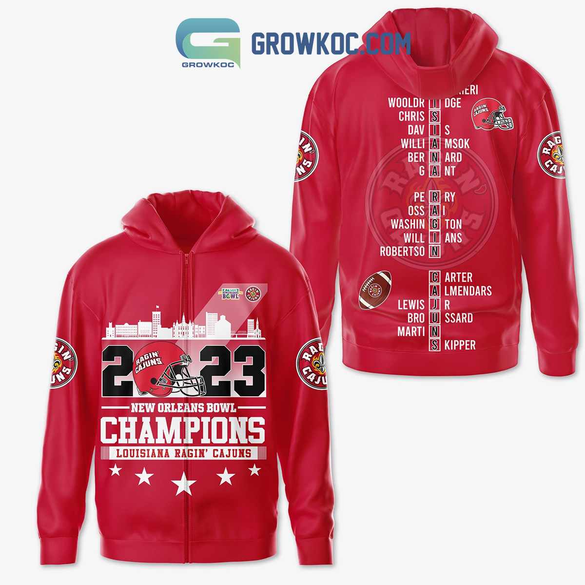 NCAA Louisiana Ragin' Cajuns 2023 New Orleans Bowl Red Pullover Hoodie