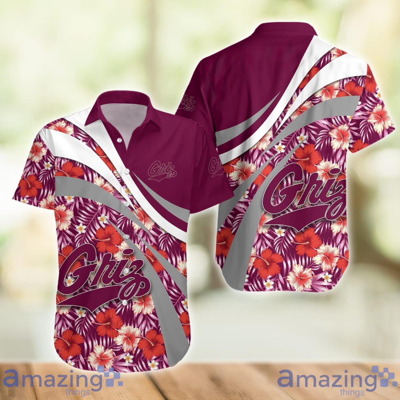 NCAA Montana Grizzlies Hibiscus Flower Hawaiian Shirt