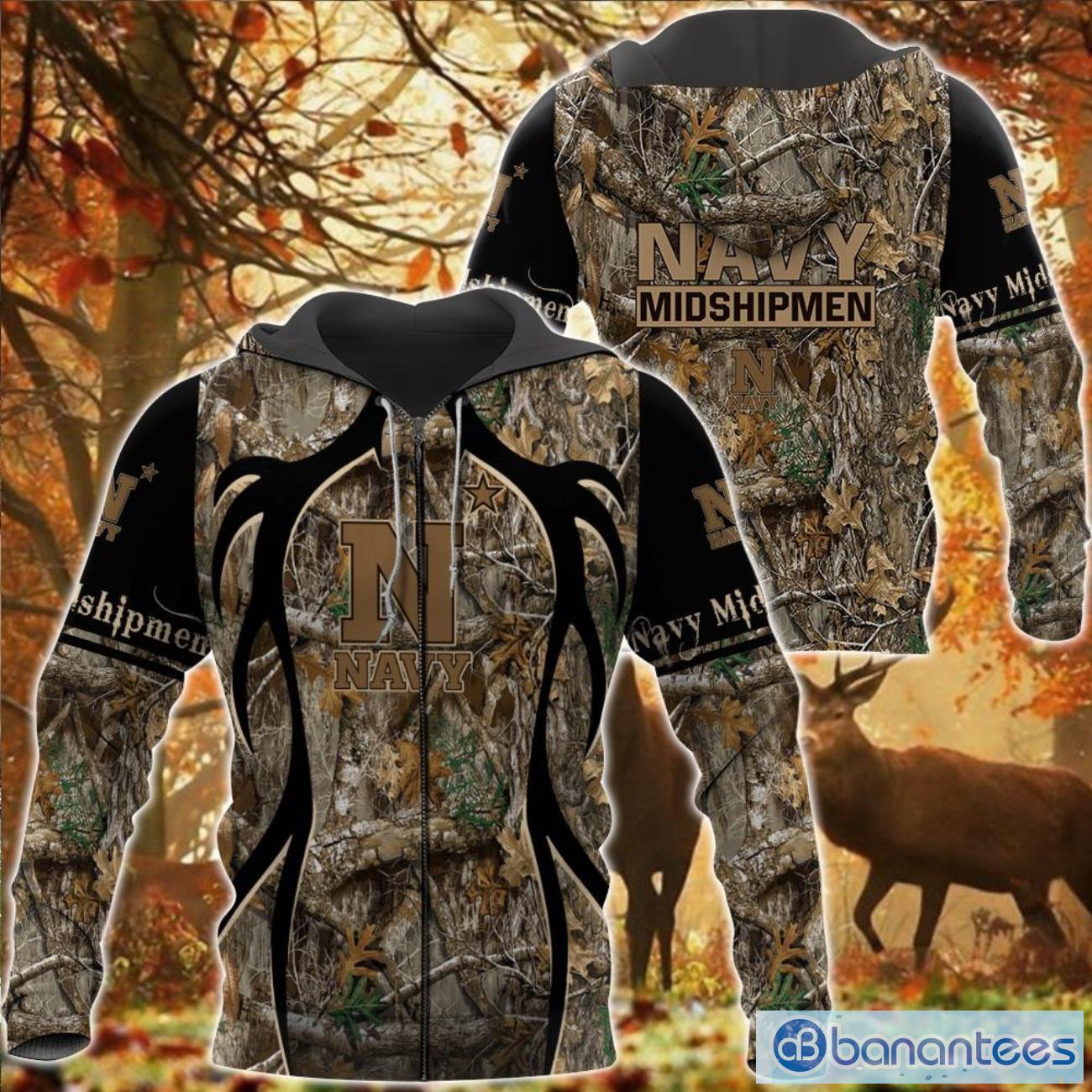 NCAA Navy Midshipmen Camo Hunting Perfect Zip Up Hoodie