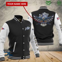 NCAA Navy Midshipmen Custom Name Eagle Black White Baseball Jacket