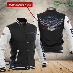 NCAA Nevada Wolf Pack Custom Name Eagle Black White Baseball Jacket
