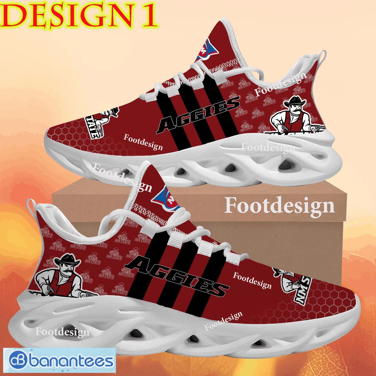 NCAA New Mexico State Aggies Custom Name Black Striped Max Soul Shoes