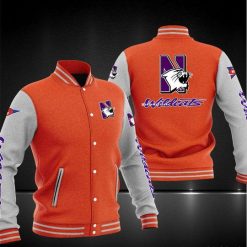 NCAA Northwestern Wildcats Orange Grey Baseball Jacket