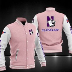 NCAA Northwestern Wildcats Pink White Baseball Jacket