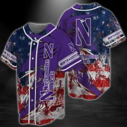 NCAA Northwestern Wildcats US Flag Baseball Jersey