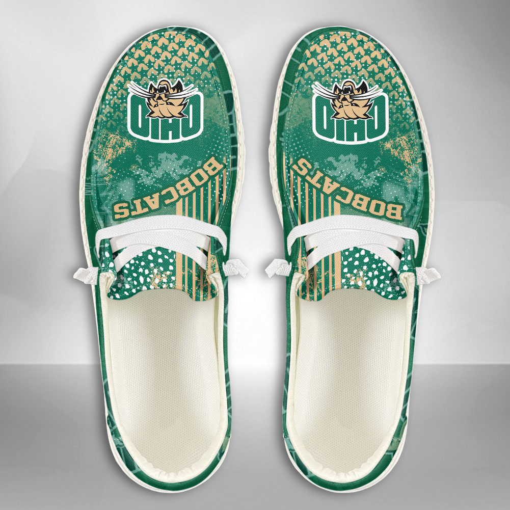 NCAA Ohio Bobcats Custom Name Green Hey Dude Shoes