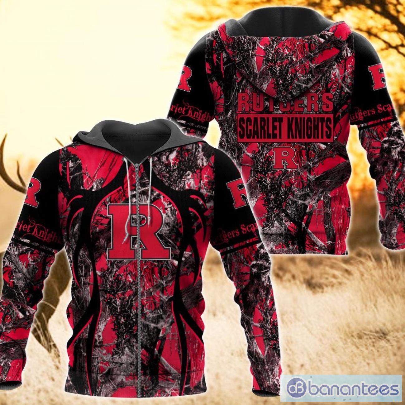 NCAA Rutgers Scarlet Knights Camo Hunting Zip Up Hoodie