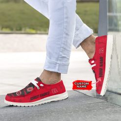 Alternative view of NCAA Rutgers Scarlet Knights Custom Name Black Red Hey Dude Shoes
