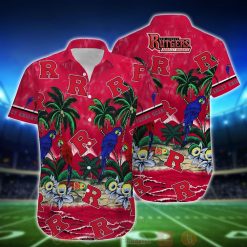 NCAA Rutgers Scarlet Knights Tropical Sea And Parrots Hawaiian Shirt