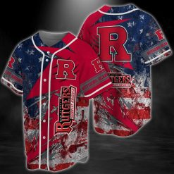 NCAA Rutgers Scarlet Knights US Flag Baseball Jersey