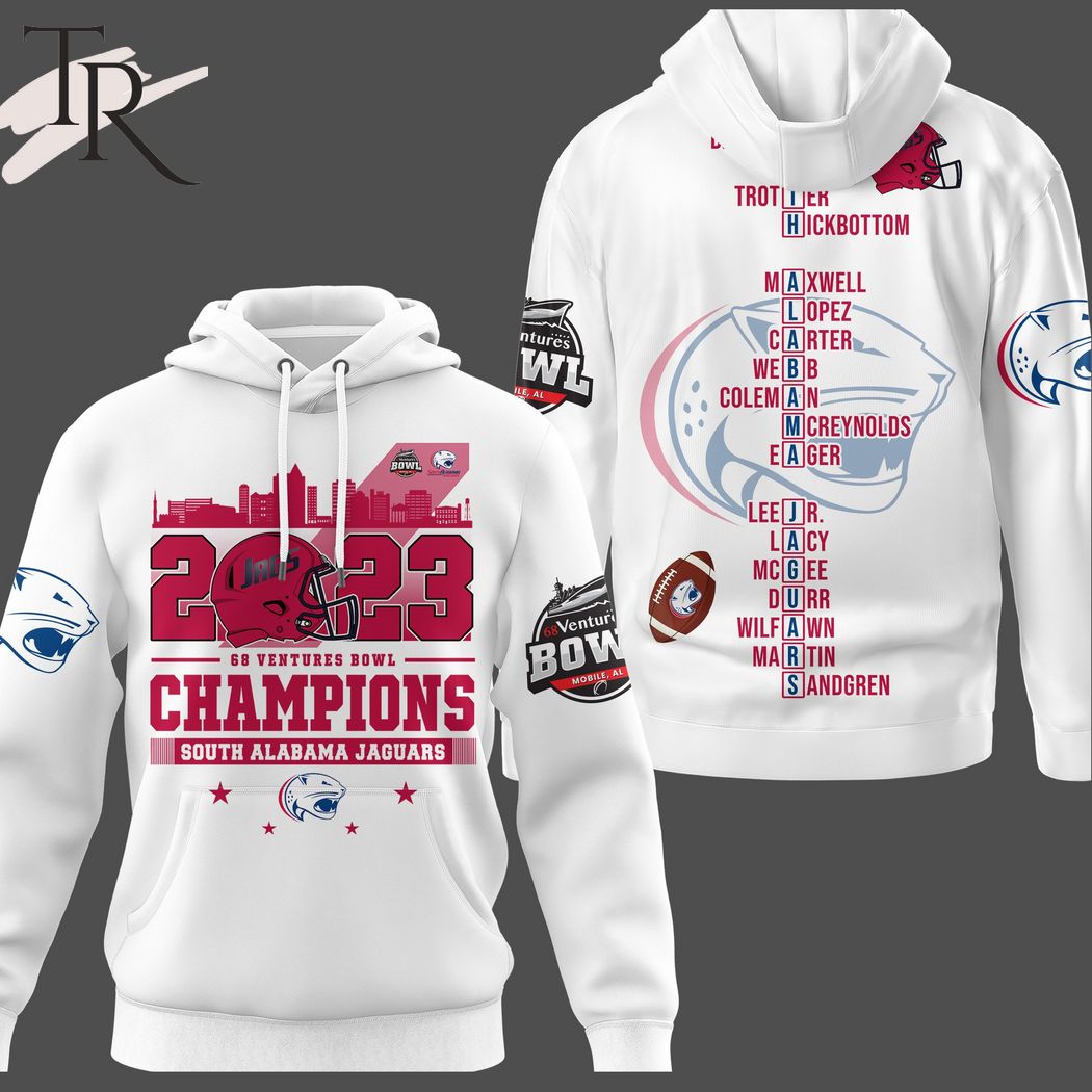 NCAA South Alabama Jaguars 2023 Go Ventures Bowl White Pullover Hoodie