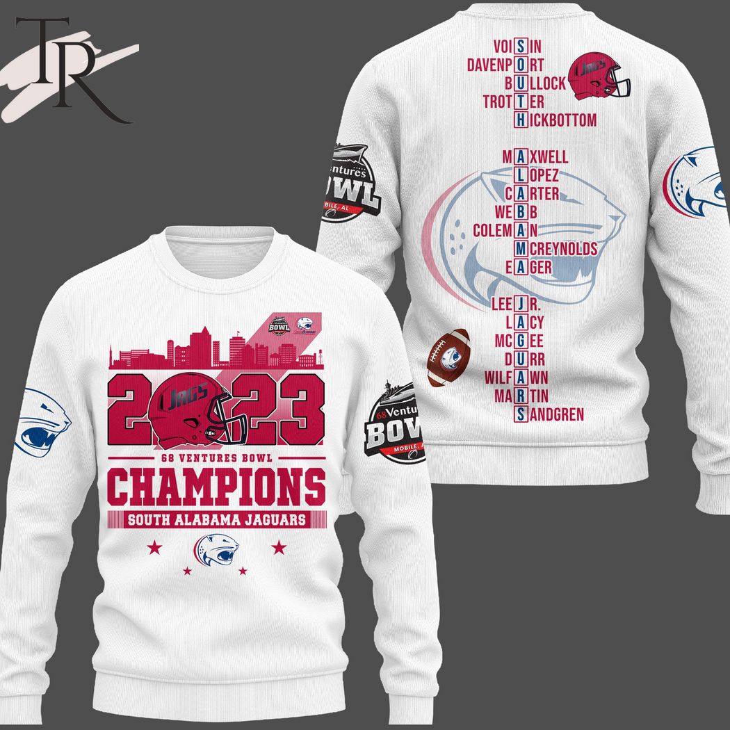 NCAA South Alabama Jaguars 2023 Go Ventures Bowl White Sweatshirt