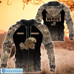 NCAA Tulane Green Wave Custom Name Hunting Camo Style Zip Up Hoodie