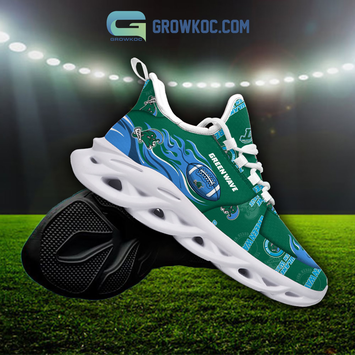 NCAA Tulane Green Wave Fire Ball Max Soul Shoes - Image 3